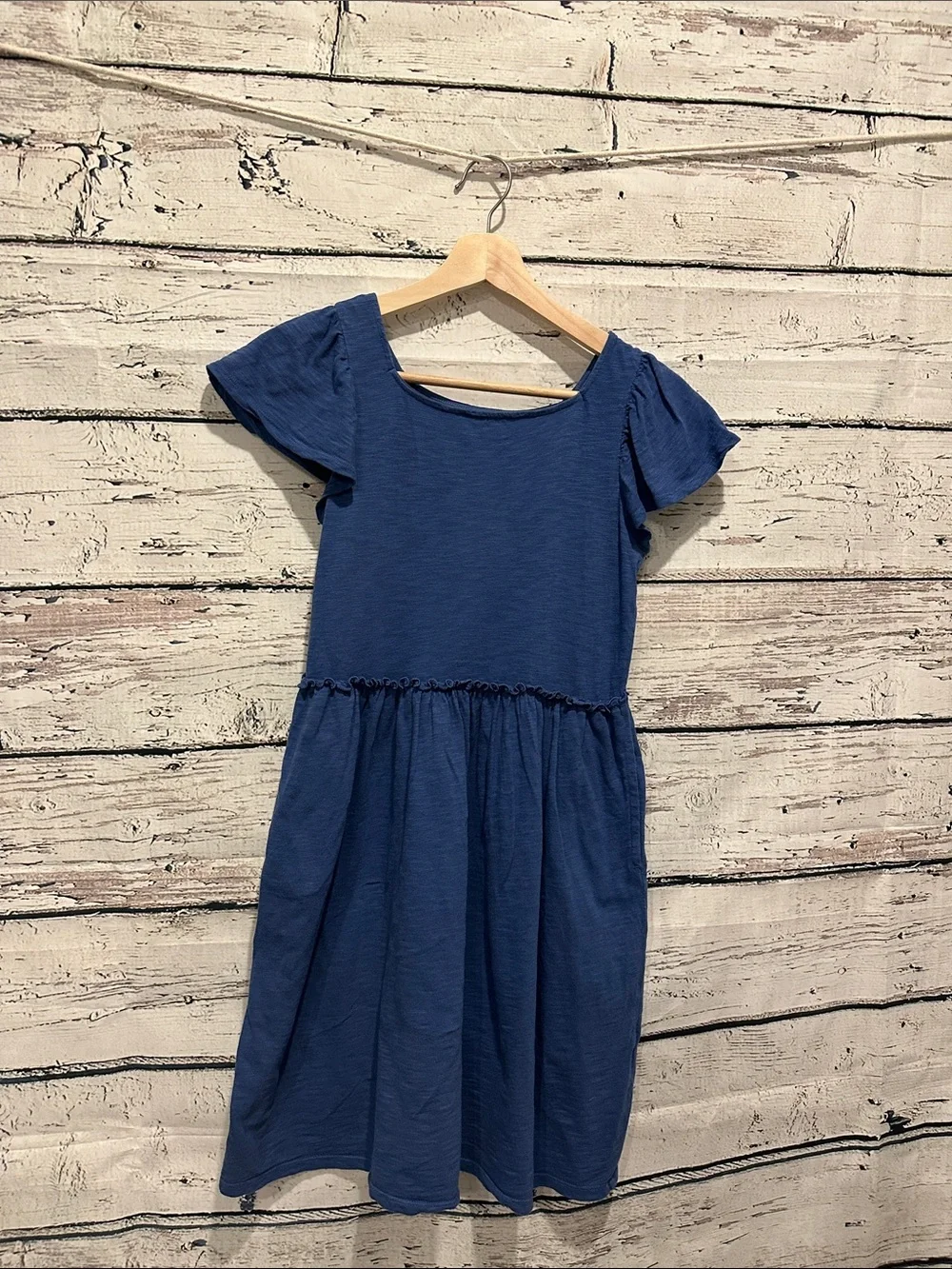 Cat & Jack Navy Blue Short Sleeve Gathered Waist Dress
